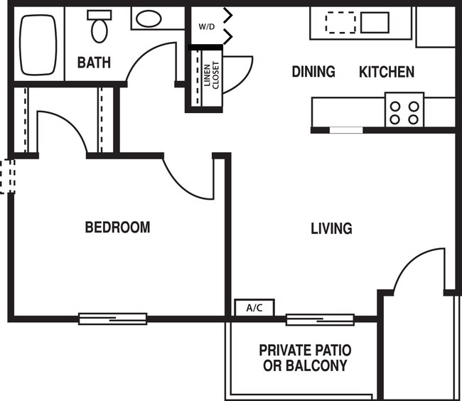1 Bed • 1 Bath 520 floor plan